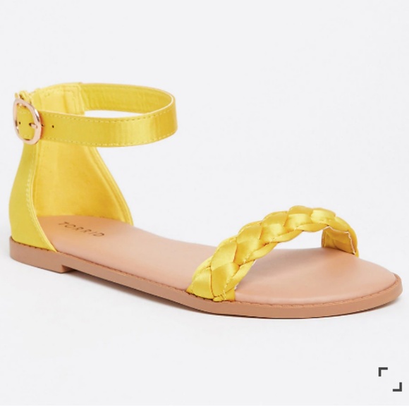 torrid Shoes - SOLD NWOT TORRID Yellow Satin Braided Sandals